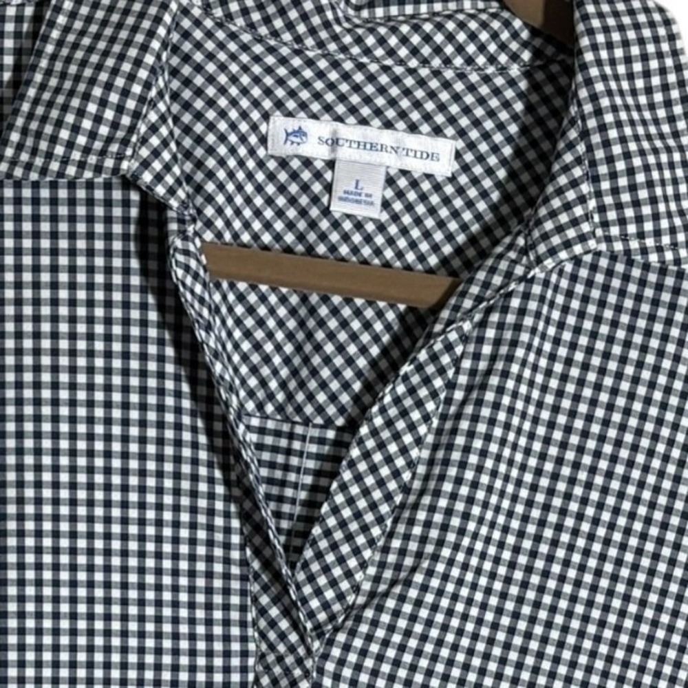 Southern Tide Gingham checked performance dress w pockets sz LG Navy & White - Picture 2 of 10
